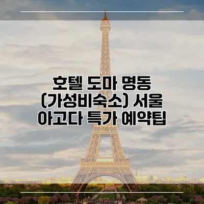 호텔 도마 명동 (가성비숙소) 서울 아고다 특가 예약팁
