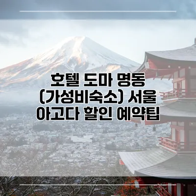 호텔 도마 명동 (가성비숙소) 서울 아고다 할인 예약팁