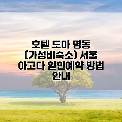 호텔 도마 명동 (가성비숙소) 서울 아고다 할인예약 방법 안내