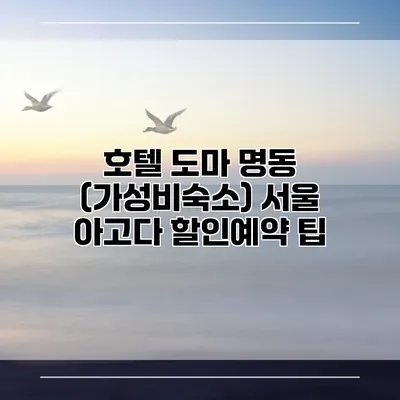호텔 도마 명동 (가성비숙소) 서울 아고다 할인예약 팁