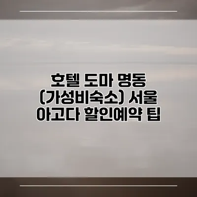 호텔 도마 명동 (가성비숙소) 서울 아고다 할인예약 팁