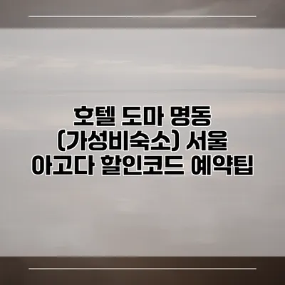 호텔 도마 명동 (가성비숙소) 서울 아고다 할인코드 예약팁