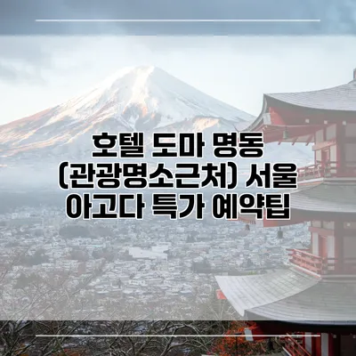 호텔 도마 명동 (관광명소근처) 서울 아고다 특가 예약팁