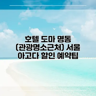 호텔 도마 명동 (관광명소근처) 서울 아고다 할인 예약팁
