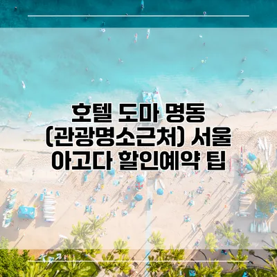 호텔 도마 명동 (관광명소근처) 서울 아고다 할인예약 팁