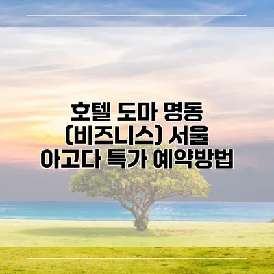 호텔 도마 명동 (비즈니스) 서울 아고다 특가 예약방법