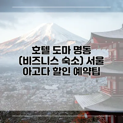 호텔 도마 명동 (비즈니스 숙소) 서울 아고다 할인 예약팁