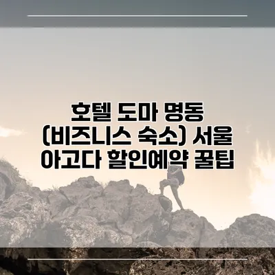 호텔 도마 명동 (비즈니스 숙소) 서울 아고다 할인예약 꿀팁