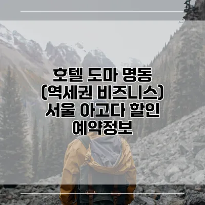 호텔 도마 명동 (역세권 비즈니스) 서울 아고다 할인 예약정보