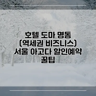 호텔 도마 명동 (역세권 비즈니스) 서울 아고다 할인예약 꿀팁