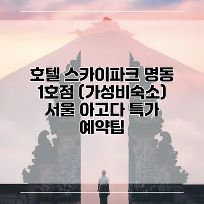 호텔 스카이파크 명동 1호점 (가성비숙소) 서울 아고다 특가 예약팁