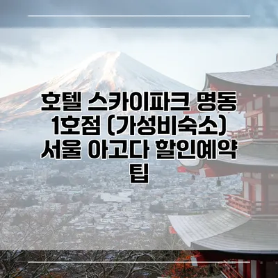 호텔 스카이파크 명동 1호점 (가성비숙소) 서울 아고다 할인예약 팁