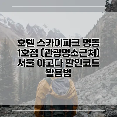 호텔 스카이파크 명동 1호점 (관광명소근처) 서울 아고다 할인코드 활용법