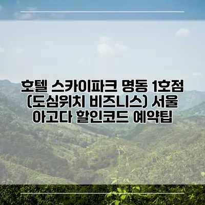 호텔 스카이파크 명동 1호점 (도심위치 비즈니스) 서울 아고다 할인코드 예약팁
