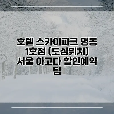 호텔 스카이파크 명동 1호점 (도심위치) 서울 아고다 할인예약 팁