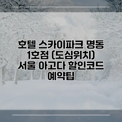 호텔 스카이파크 명동 1호점 (도심위치) 서울 아고다 할인코드 예약팁