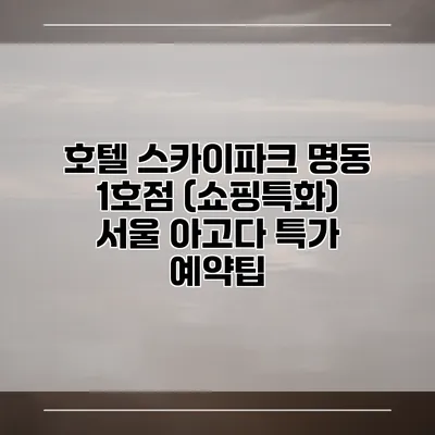 호텔 스카이파크 명동 1호점 (쇼핑특화) 서울 아고다 특가 예약팁