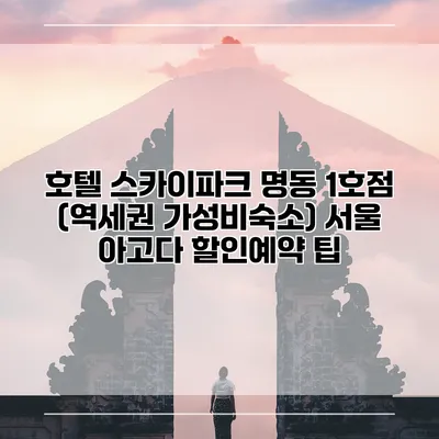 호텔 스카이파크 명동 1호점 (역세권 가성비숙소) 서울 아고다 할인예약 팁
