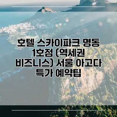 호텔 스카이파크 명동 1호점 (역세권 비즈니스) 서울 아고다 특가 예약팁