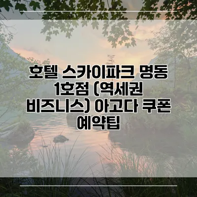 호텔 스카이파크 명동 1호점 (역세권 비즈니스) 아고다 쿠폰 예약팁