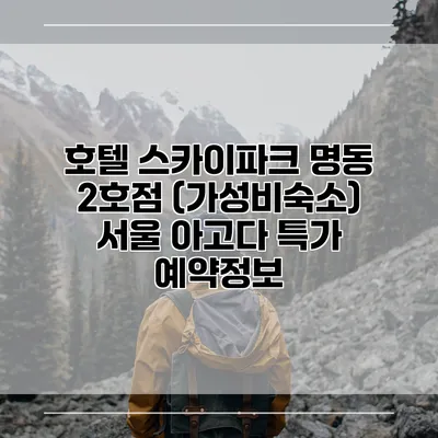 호텔 스카이파크 명동 2호점 (가성비숙소) 서울 아고다 특가 예약정보