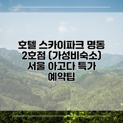 호텔 스카이파크 명동 2호점 (가성비숙소) 서울 아고다 특가 예약팁