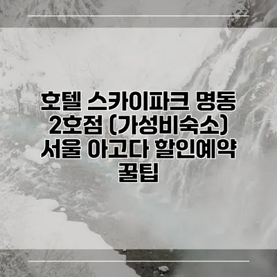 호텔 스카이파크 명동 2호점 (가성비숙소) 서울 아고다 할인예약 꿀팁