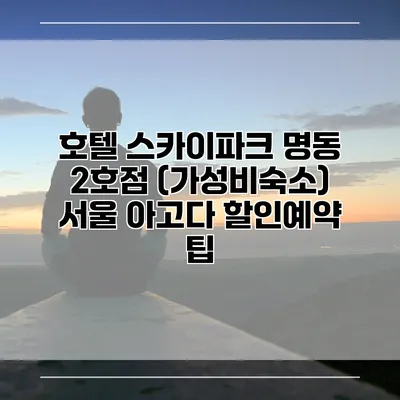 호텔 스카이파크 명동 2호점 (가성비숙소) 서울 아고다 할인예약 팁
