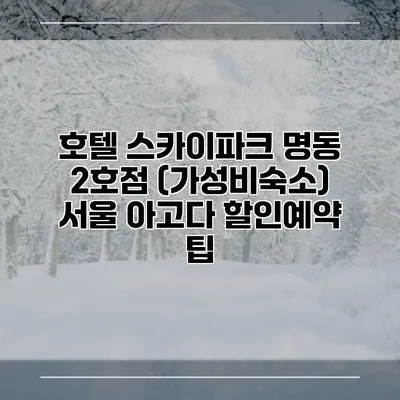 호텔 스카이파크 명동 2호점 (가성비숙소) 서울 아고다 할인예약 팁