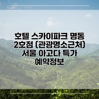 호텔 스카이파크 명동 2호점 (관광명소근처) 서울 아고다 특가 예약정보