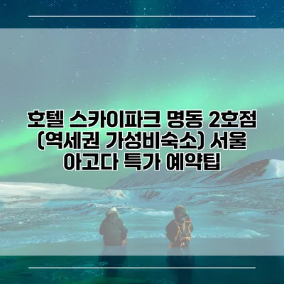 호텔 스카이파크 명동 2호점 (역세권 가성비숙소) 서울 아고다 특가 예약팁