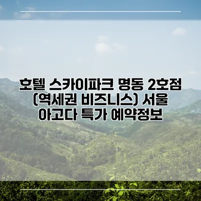 호텔 스카이파크 명동 2호점 (역세권 비즈니스) 서울 아고다 특가 예약정보