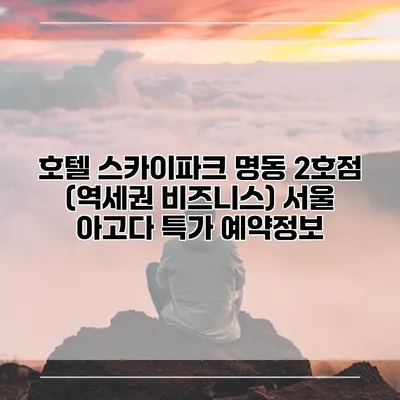 호텔 스카이파크 명동 2호점 (역세권 비즈니스) 서울 아고다 특가 예약정보
