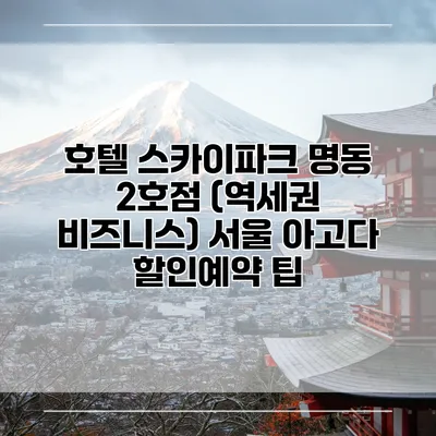 호텔 스카이파크 명동 2호점 (역세권 비즈니스) 서울 아고다 할인예약 팁