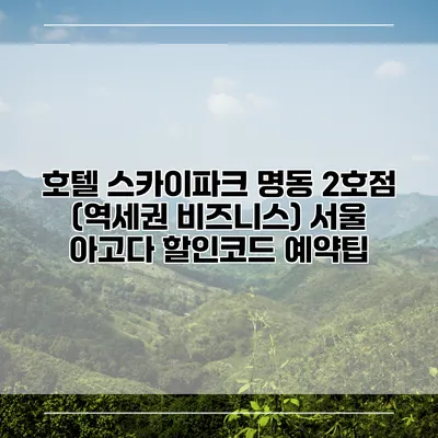 호텔 스카이파크 명동 2호점 (역세권 비즈니스) 서울 아고다 할인코드 예약팁
