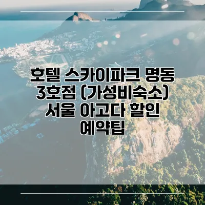 호텔 스카이파크 명동 3호점 (가성비숙소) 서울 아고다 할인 예약팁