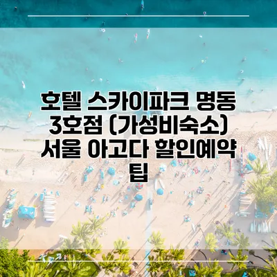 호텔 스카이파크 명동 3호점 (가성비숙소) 서울 아고다 할인예약 팁