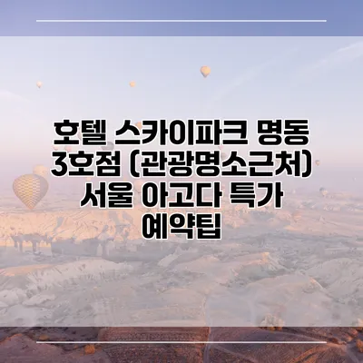 호텔 스카이파크 명동 3호점 (관광명소근처) 서울 아고다 특가 예약팁