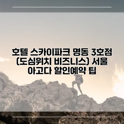 호텔 스카이파크 명동 3호점 (도심위치 비즈니스) 서울 아고다 할인예약 팁