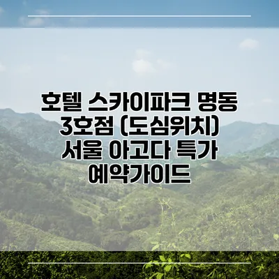 호텔 스카이파크 명동 3호점 (도심위치) 서울 아고다 특가 예약가이드