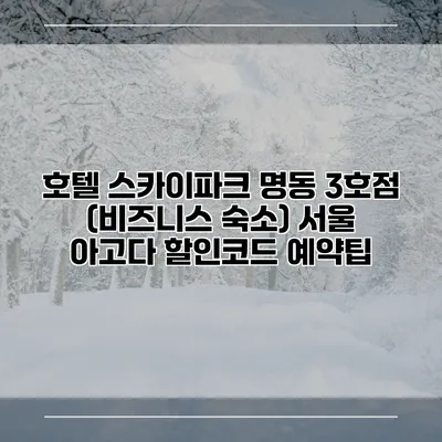 호텔 스카이파크 명동 3호점 (비즈니스 숙소) 서울 아고다 할인코드 예약팁