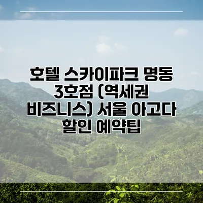 호텔 스카이파크 명동 3호점 (역세권 비즈니스) 서울 아고다 할인 예약팁
