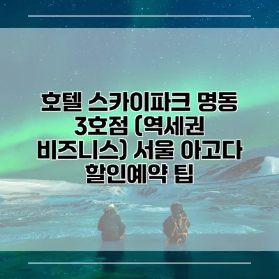 호텔 스카이파크 명동 3호점 (역세권 비즈니스) 서울 아고다 할인예약 팁