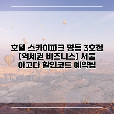 호텔 스카이파크 명동 3호점 (역세권 비즈니스) 서울 아고다 할인코드 예약팁