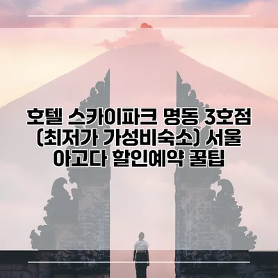 호텔 스카이파크 명동 3호점 (최저가 가성비숙소) 서울 아고다 할인예약 꿀팁