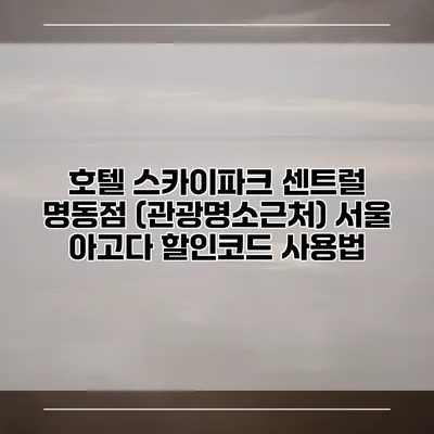 호텔 스카이파크 센트럴 명동점 (관광명소근처) 서울 아고다 할인코드 사용법