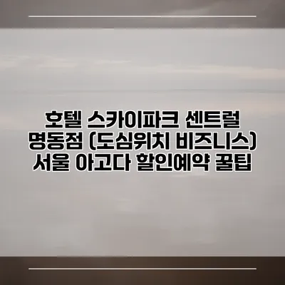 호텔 스카이파크 센트럴 명동점 (도심위치 비즈니스) 서울 아고다 할인예약 꿀팁