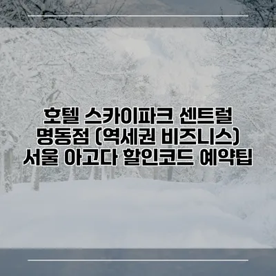 호텔 스카이파크 센트럴 명동점 (역세권 비즈니스) 서울 아고다 할인코드 예약팁