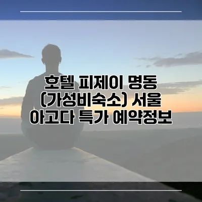 호텔 피제이 명동 (가성비숙소) 서울 아고다 특가 예약정보