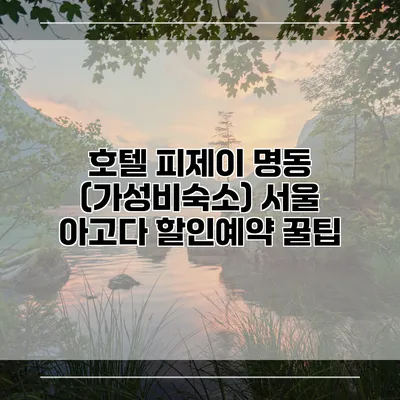 호텔 피제이 명동 (가성비숙소) 서울 아고다 할인예약 꿀팁
